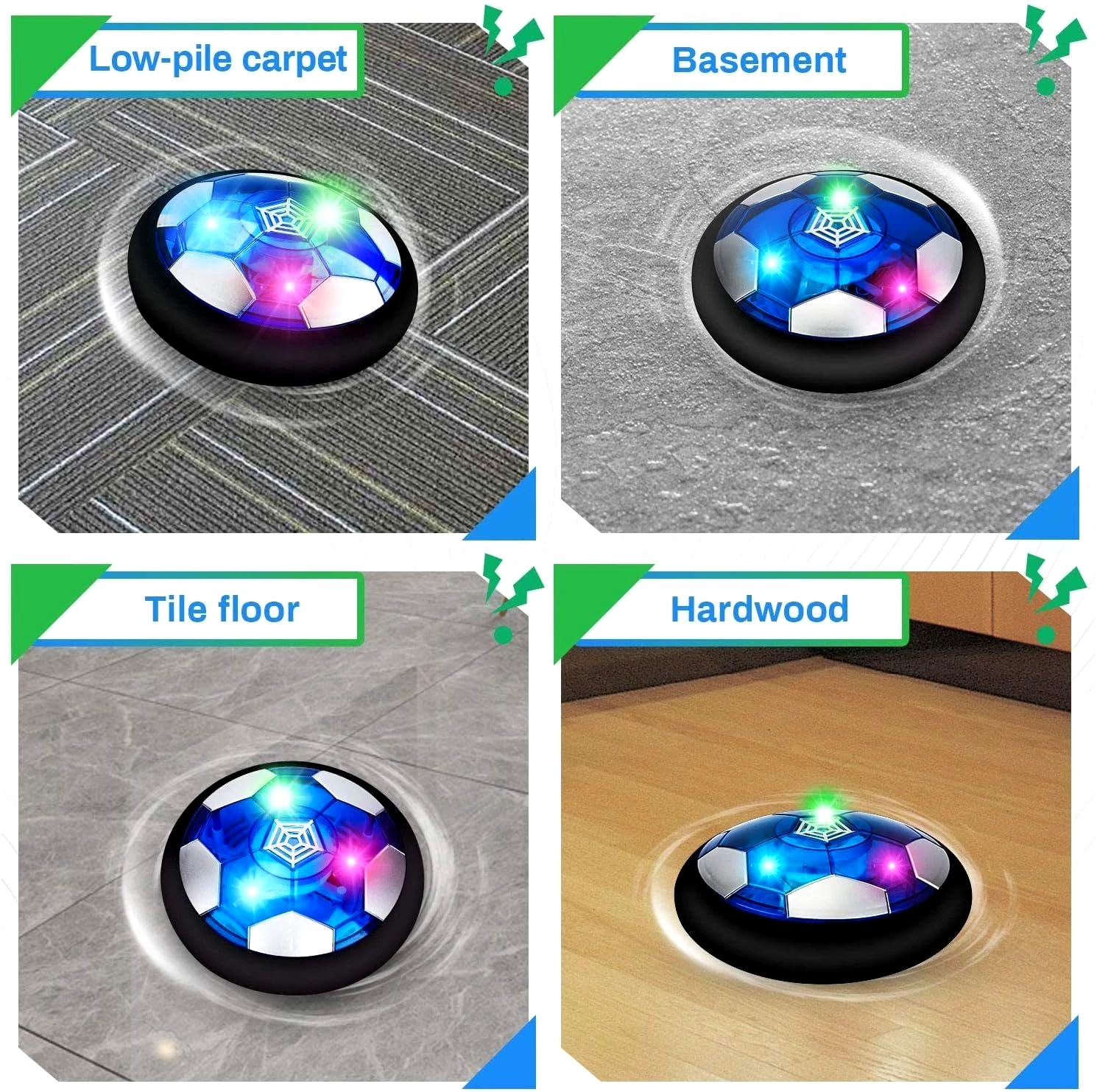 LENBEST Spielball LED Wiederaufladbar Indoor Fußball, Hover Ball