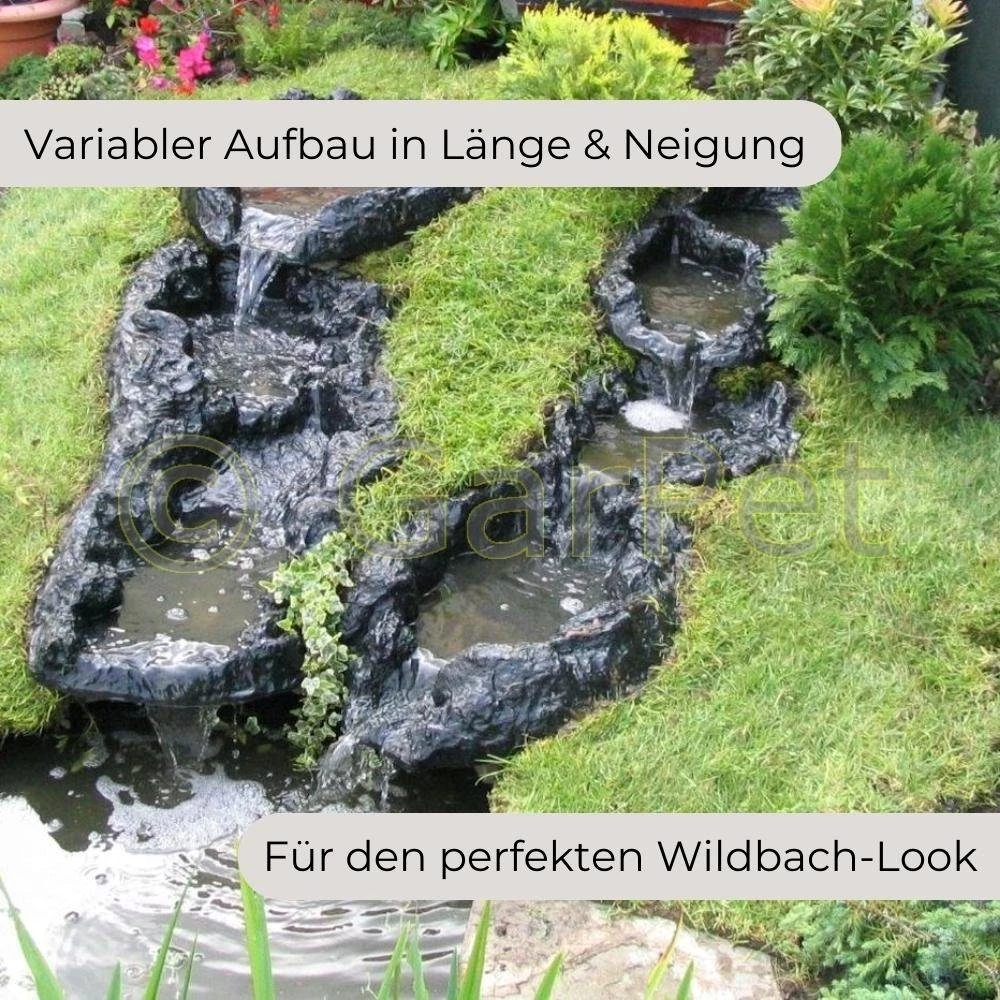 GarPet Bachlaufschale Bachlauf Wasserfall erweiterbar Bachlaufschale Gartenteich Gr. KLEIN