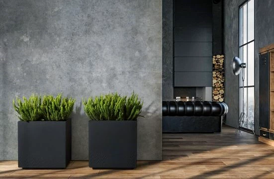 ONDIS24 Pflanzkübel Caro Beton Optik Blumenkübel mit Rollen aus Kunststoff 100% Recycled