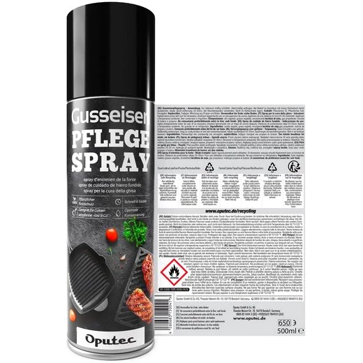 Oputec 3x500ml Gusseisen-Pflegespray - Trennspray Grill, Pfanne, Dutch Oven Grillreiniger