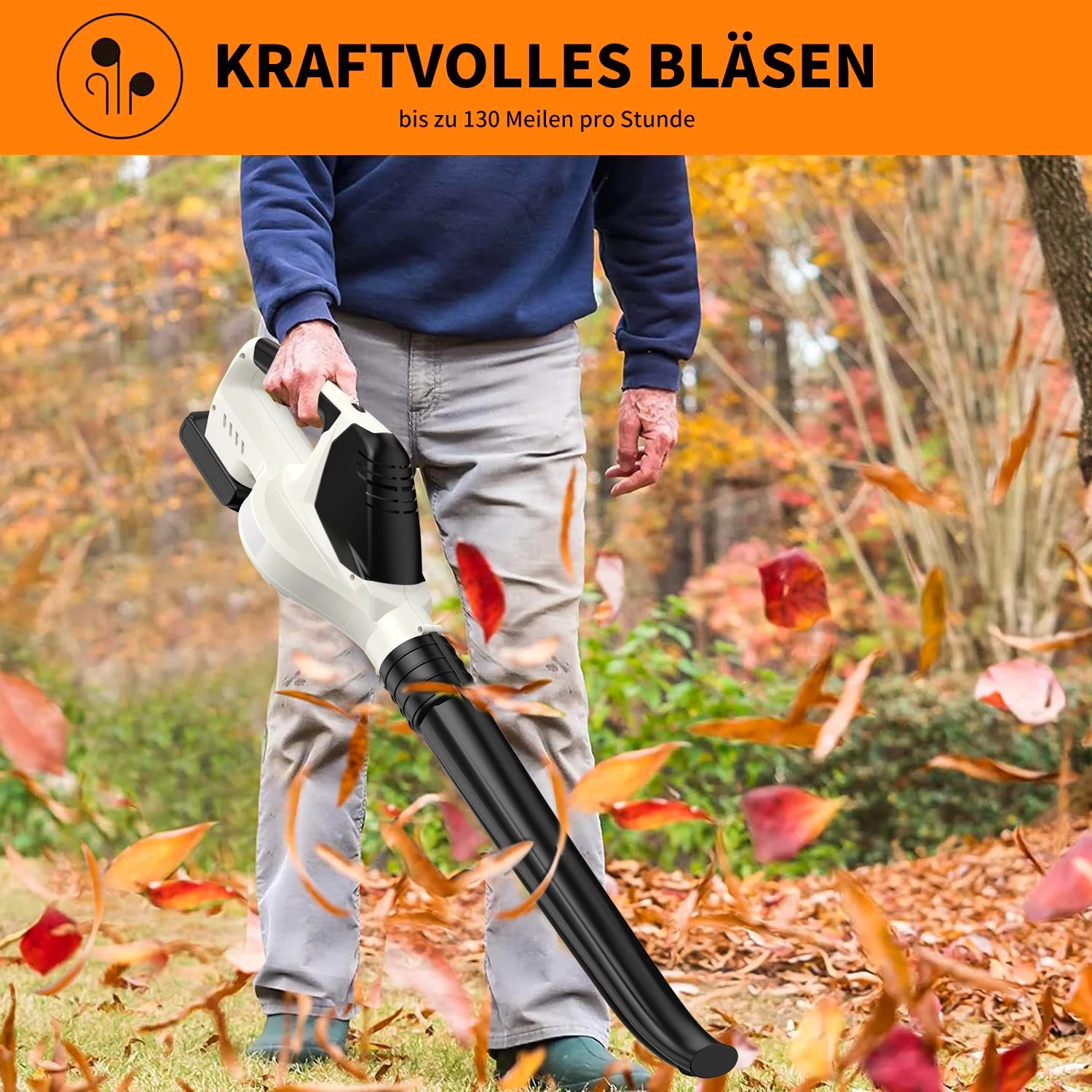 JOEAIS Akku-Laubbläser Laubbläser Laubsauger mit Akku und Ladegerät Bläser 21v 500w, , zum Blasen