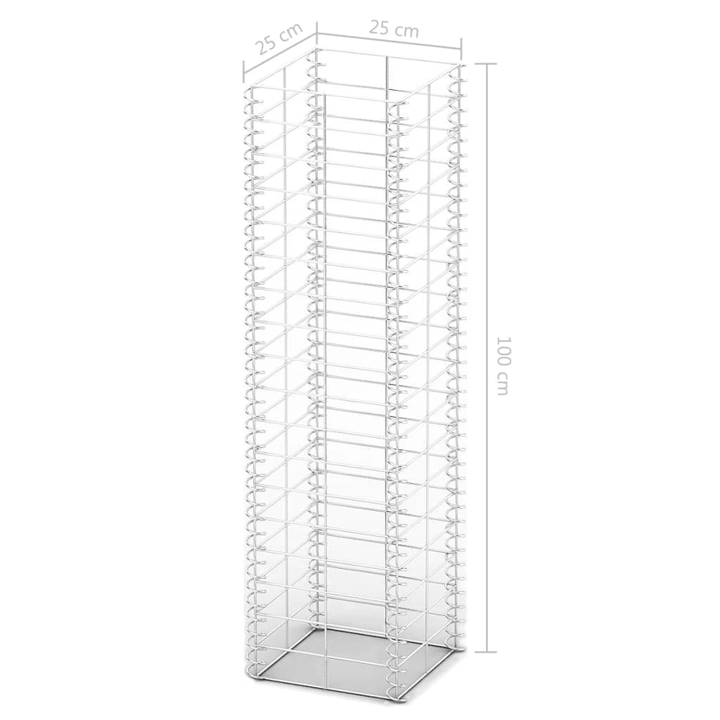 DOTMALL Gabionenzaun Gabionen-Set 3-tlg. Verzinkter Draht 25×25×100 cm