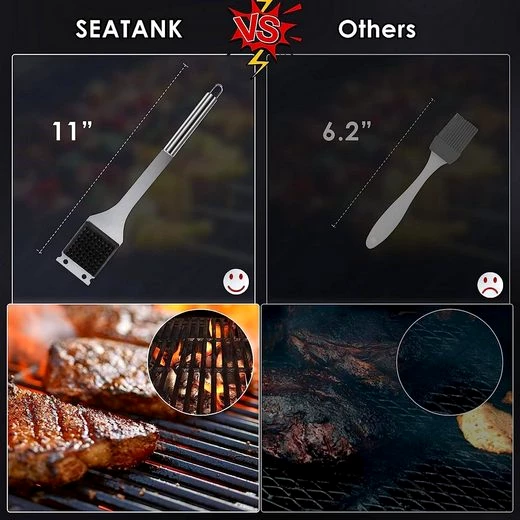 Daskoo Grillbesteck-Set Grillzubehör, 25-teiliges Grillwerkzeug-Set mit Thermometer, Edelstahl