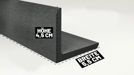 Endorphin Terrassendielen ® WPC Abschlussleisten 10er Set Hellgrau 110cm Winkelprofil 5,5 x 4,5c
