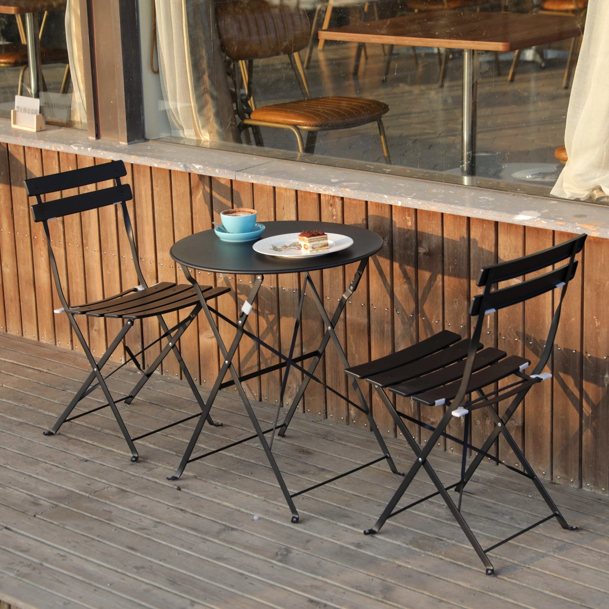 Albatros International Balkonset Albatros Bistroset 3-teilig Schwarz – Bistrotisch mit 2 Stühlen