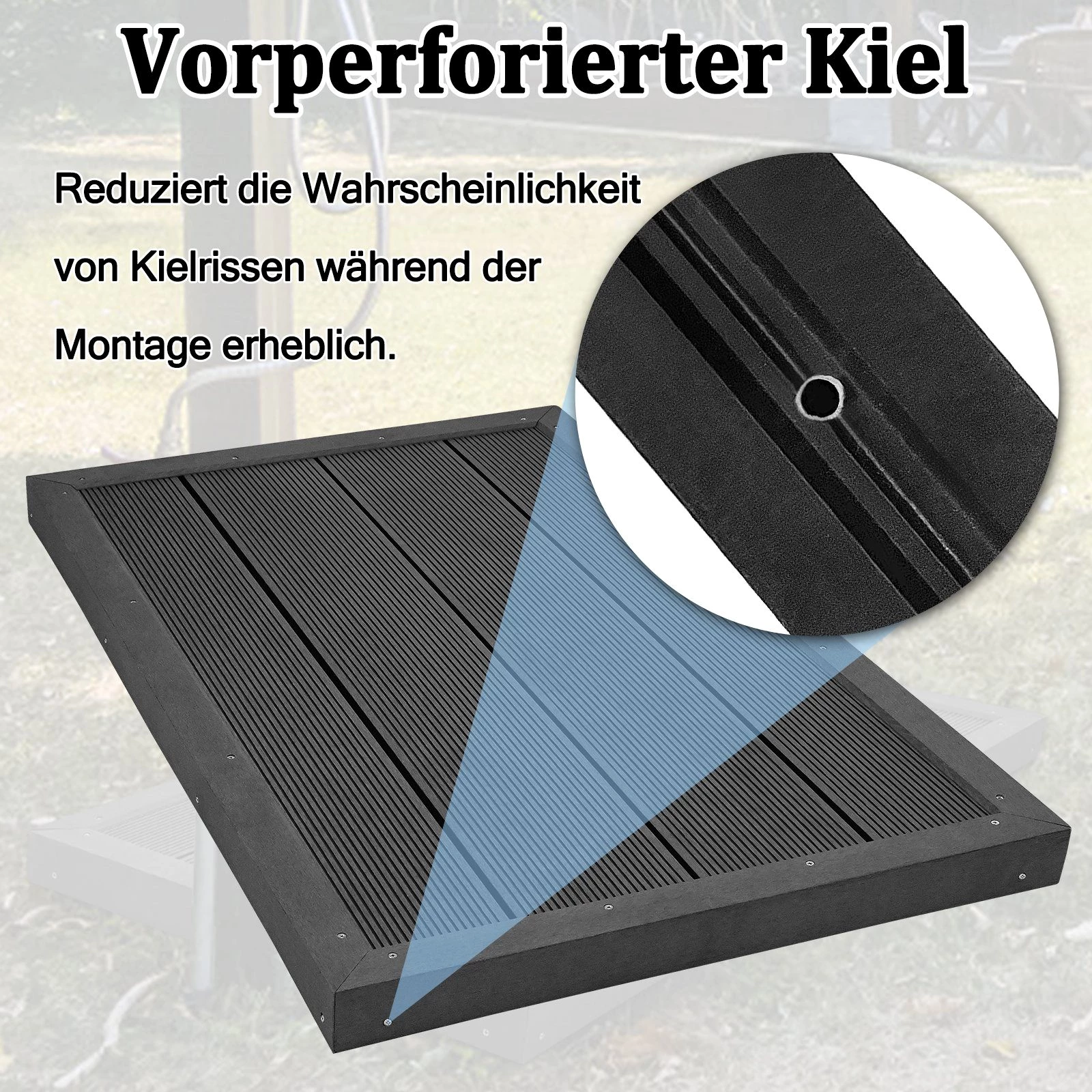 AUFUN Solardusche Bodenelement Bodenplatte WPC Anti Rutsch, für Gartendusche, Anthrazit