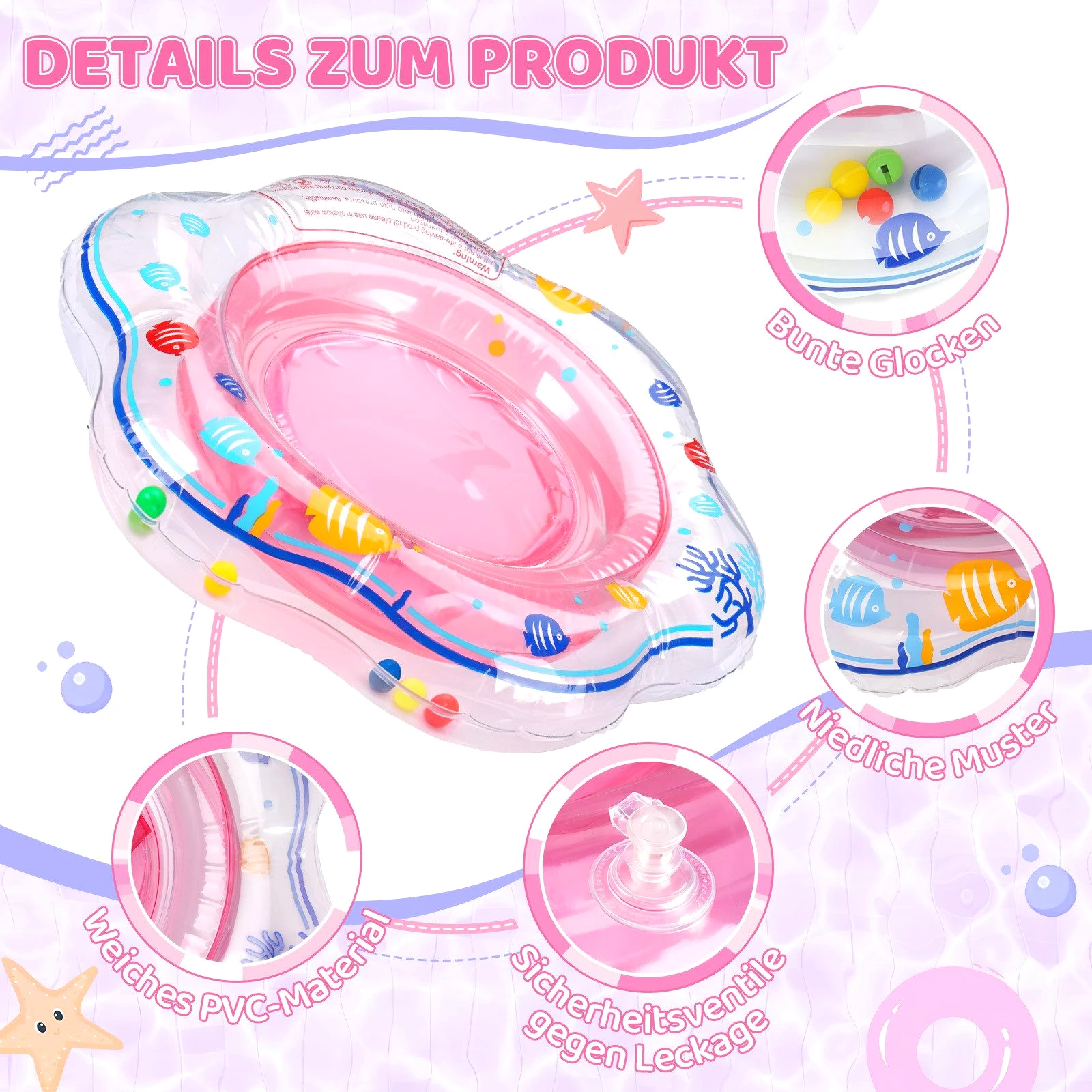 Homewit Schwimmsitz Baby Schwimmring Aufblasbarer Schwimmhilfe