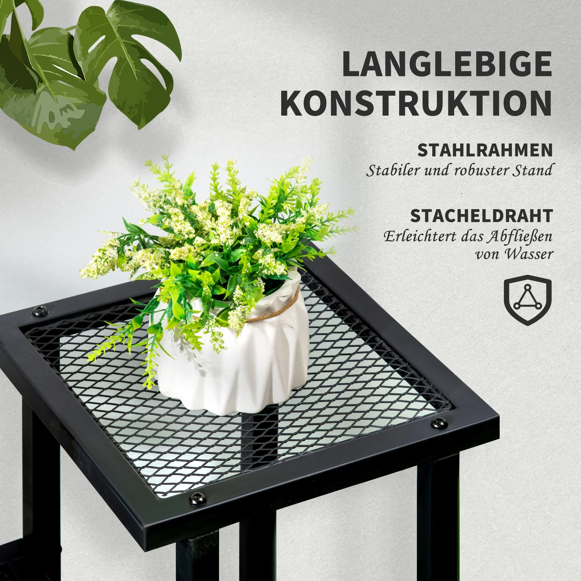 Outsunny Pflanzentreppe mit 4 Regalen, wetterbeständig, Blumentreppe , Rechteck