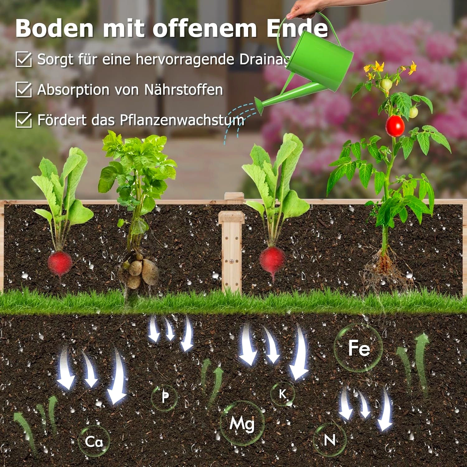 KOMFOTTEU Blumenkasten Hochbeet, mit Spalier, 235 x 63 x 102 cm