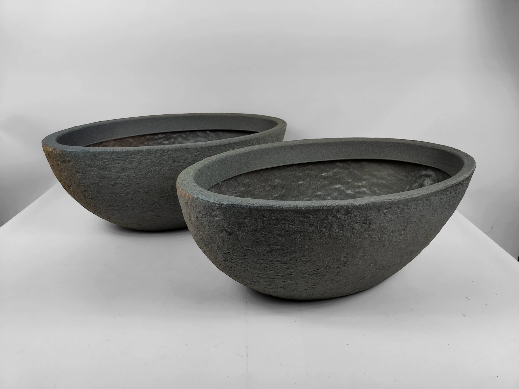 sesua Pflanzschale XXL oval grau Pflanztopf Steinoptik Kunststoff 70x40cm (2 St)