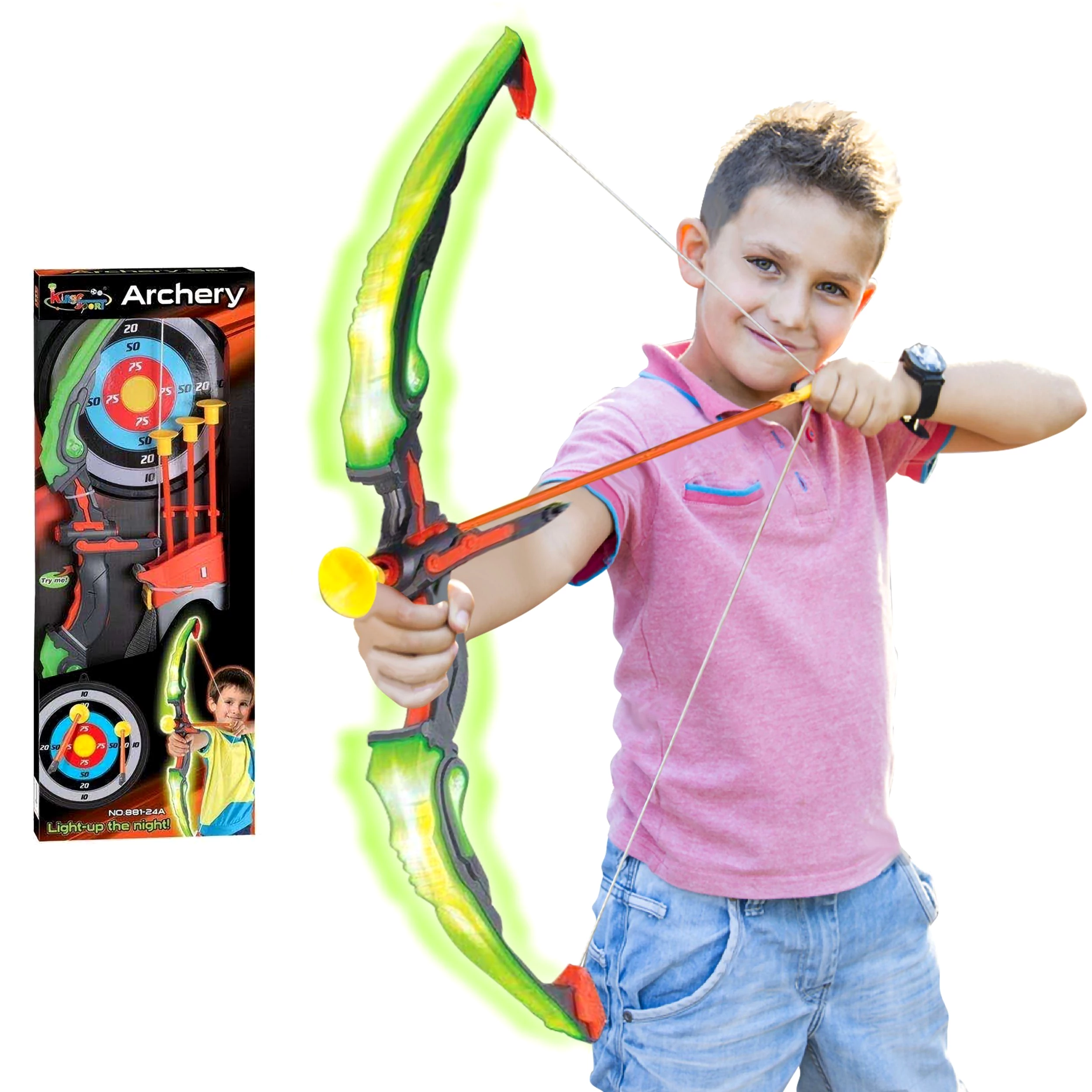 Oramics Kinderbogenset LED Bogenschießen Set Pfeil und Bogen für Kinder und Jugendliche