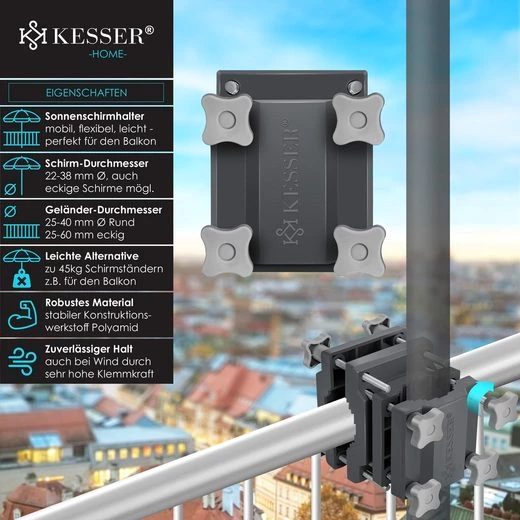 KESSER Schirmhalter, Premium Sonnenschirmhalter Universal Balkongeländer Schirm