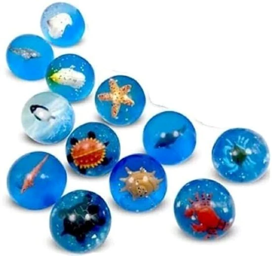 Gollnest & Kiesel Flummi 8 Stück Springbälle - Meerestiere Seetier Flummi ca. 43mm Gummibal