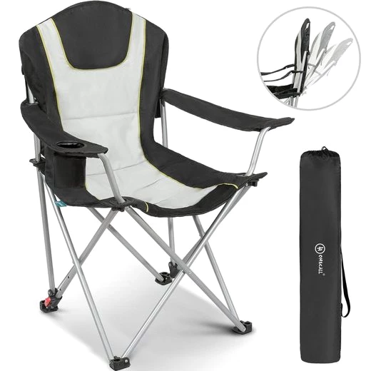 HOMECALL Campingstuhl Anglerstuhl Flatsessel Klappbar Liegestuhl, Getränkehalter, Gepolstert