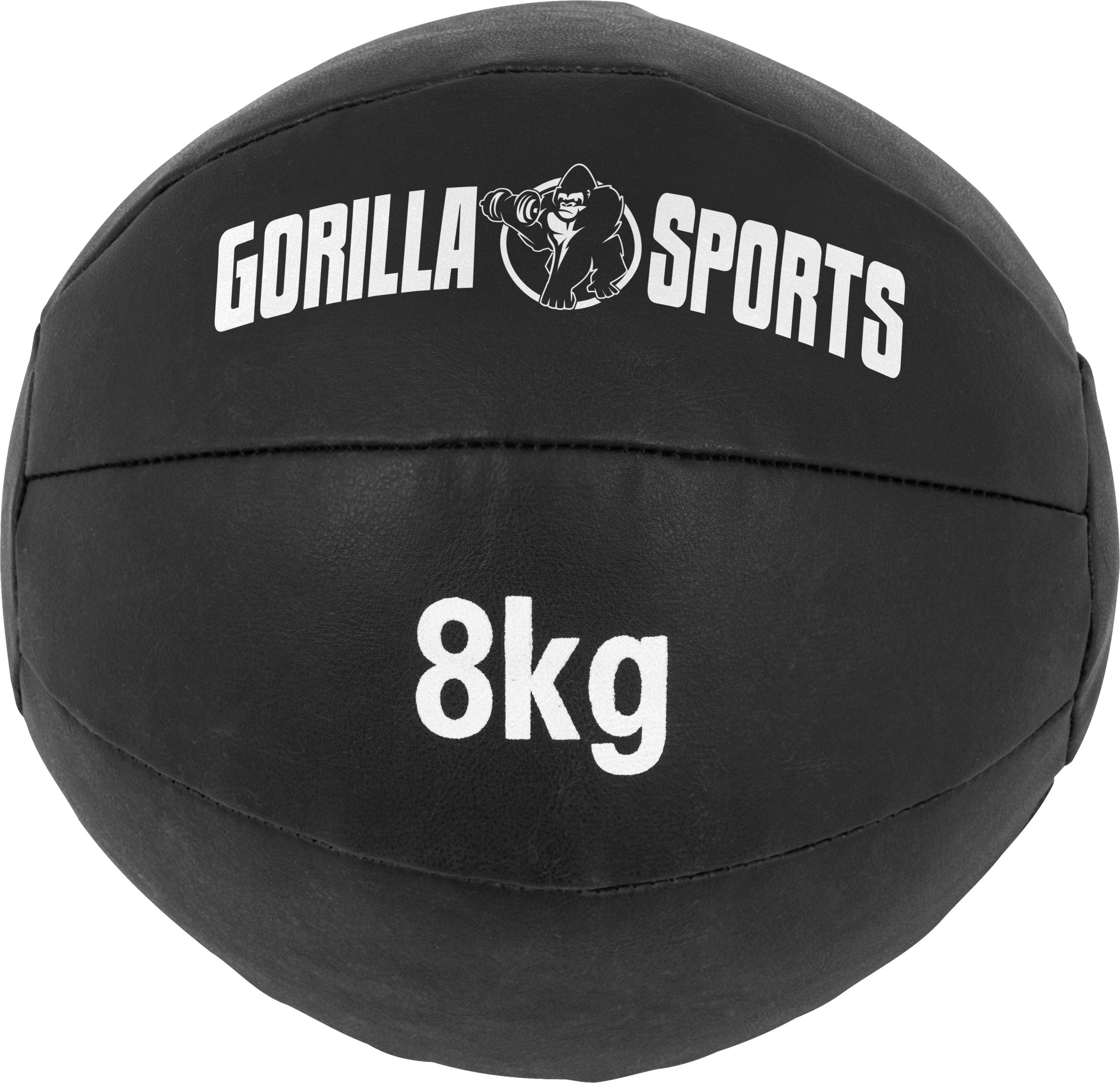 GORILLA SPORTS Medizinball Einzeln/Set, 29cm, aus Leder, Trainingsball, Fitnessball, Gewichtsball