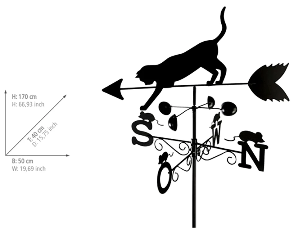 WENKO Wetterfahne Katze, BxLxH: 50x40x170 cm