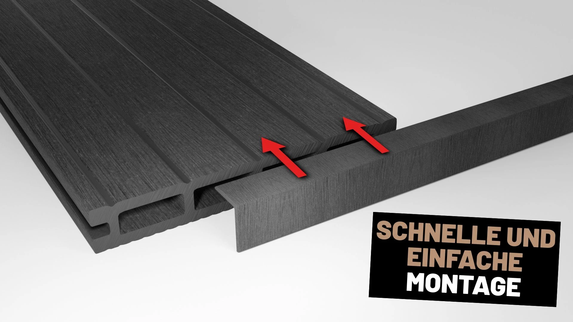 Endorphin Terrassendielen ® WPC Abschlussleisten 10er Set Hellgrau 110cm Winkelprofil 5,5 x 4,5c
