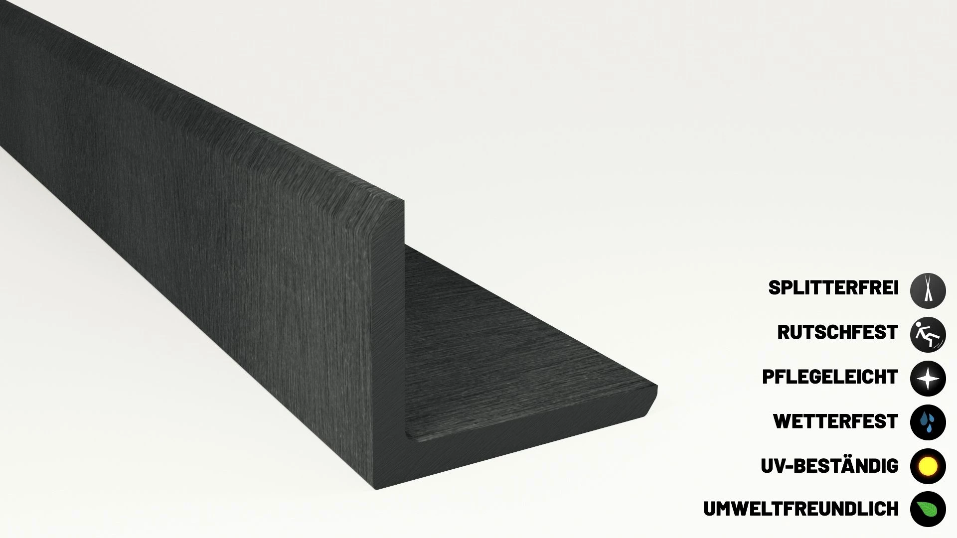 Endorphin Terrassendielen ® WPC Abschlussleisten 10er Set Hellgrau 110cm Winkelprofil 5,5 x 4,5c