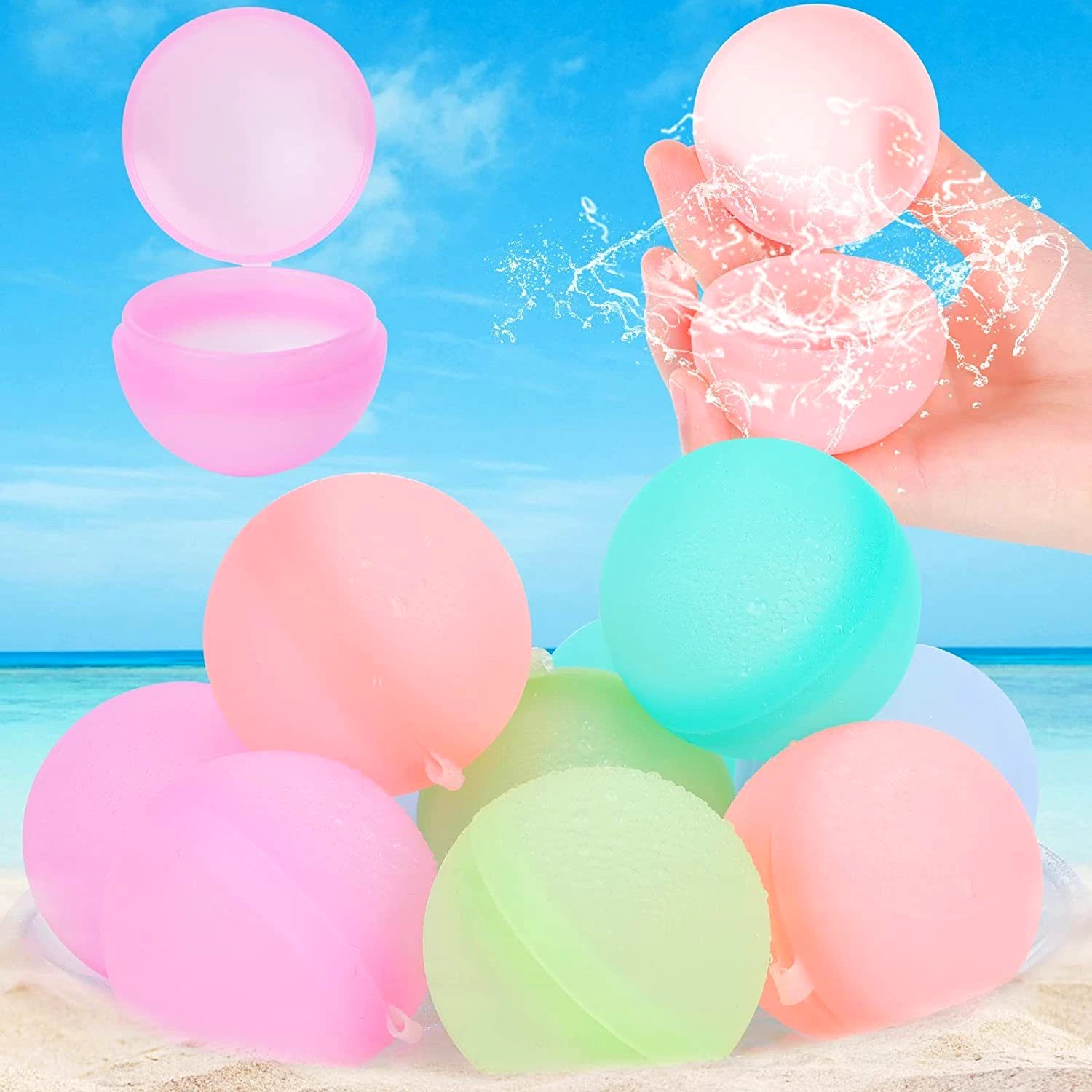 XDeer Wasserball Wiederverwendbare Wasserbomben,Reusable Water Balloon, mit Netzbeutel
