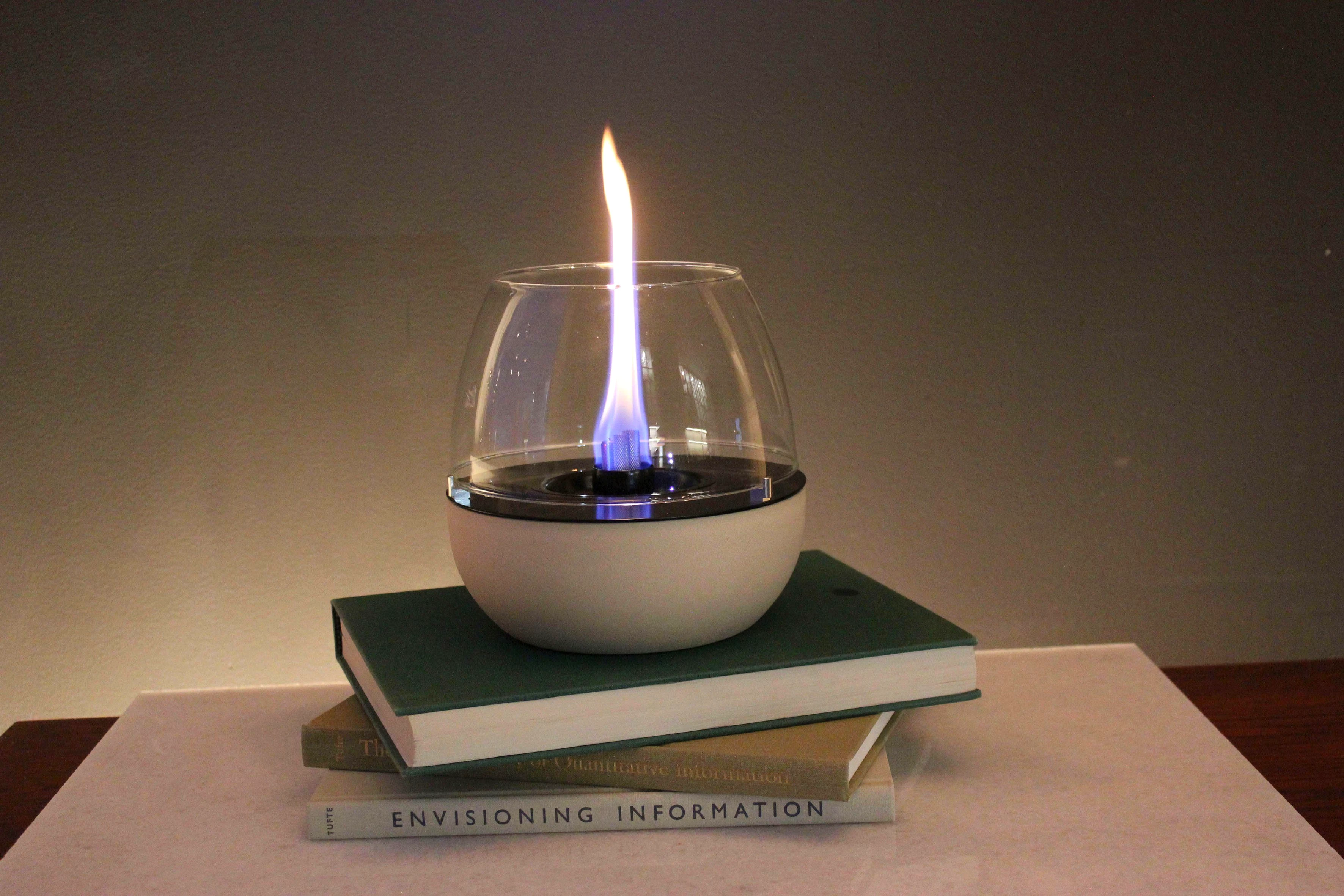 TENDERFLAME Tischfeuer Tulpe, 3-fach Docht, Porzellansockel und Glasring