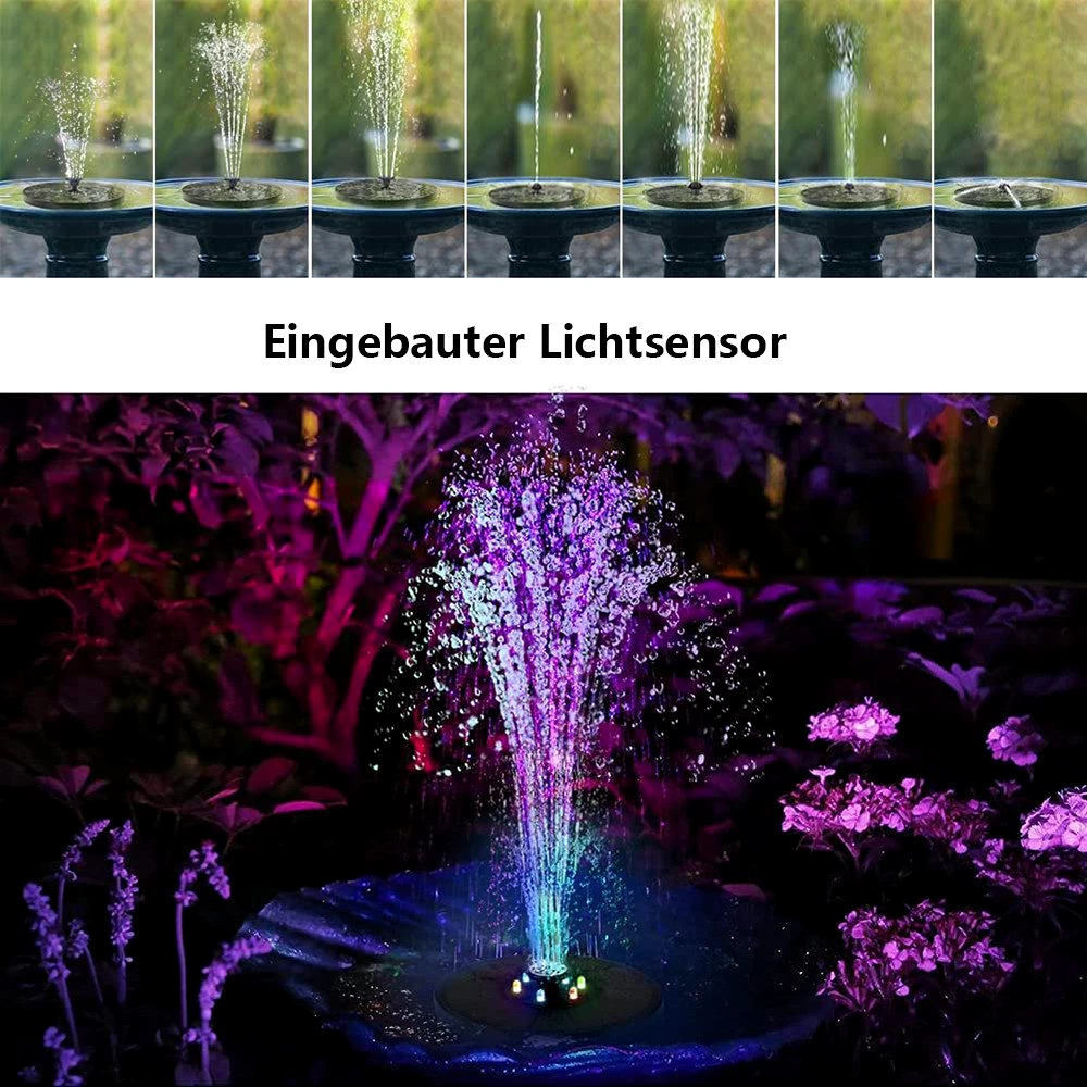 iceagle Gartenbrunnen Solar Springbrunnen mit LED, Solar Teichpumpe Eingebaute 900 mAh