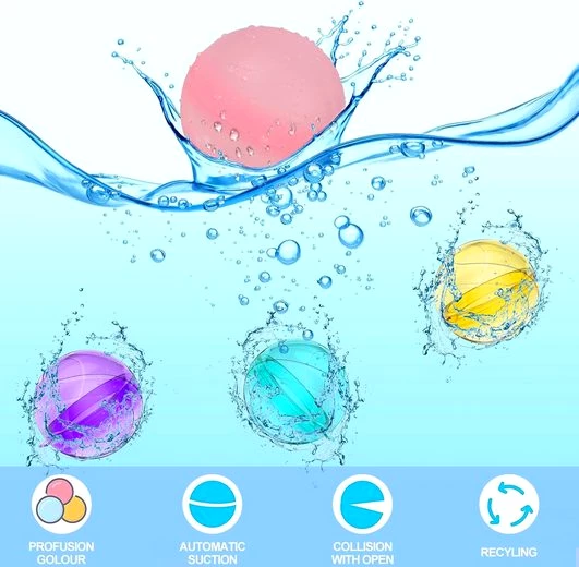 LENBEST Wasserbombe Wiederverwendbare Wasserballons, Schnell Befüllbare Weiche Wasserbomben