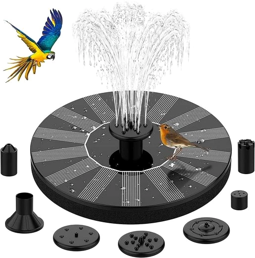 Welikera Gartenbrunnen 1.2W-Solar Springbrunnen, Solar Teichpumpe Außenbrunnen, 6 Nozzle, (6 tlg)
