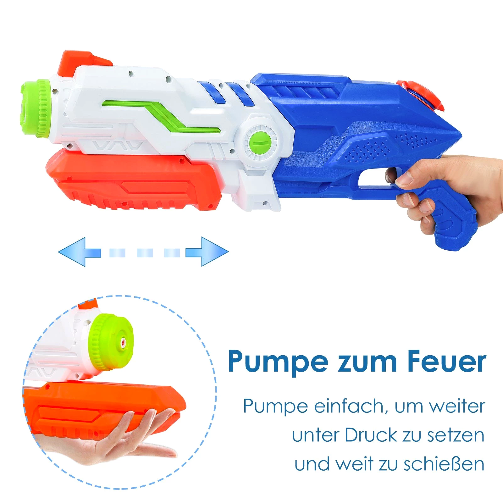 Bettizia Wasserpistole 2x Wasserpistole Klassiker Spielzeug Spritzpistole Pistole 11M 1030ML