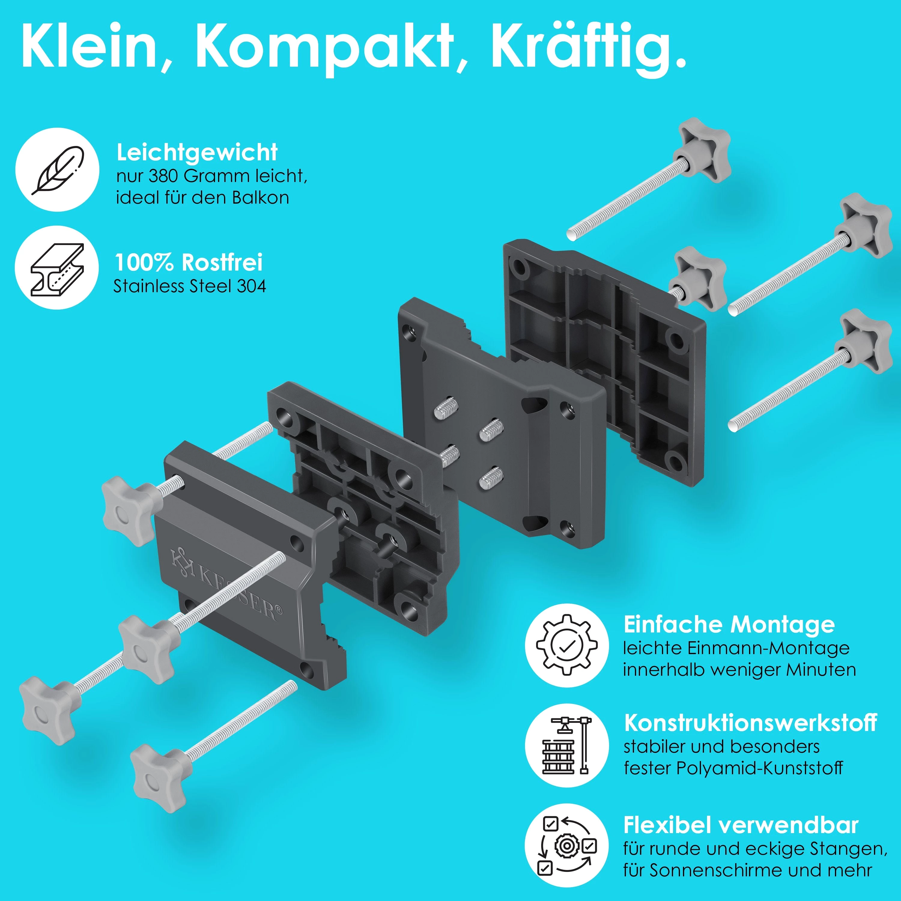 KESSER Schirmhalter, Premium Sonnenschirmhalter Universal Balkongeländer Schirm