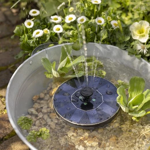 GORANDO Gartenbrunnen LED Solar Teichpumpe bunt leuchtend schwimmend Fontäne Springbrunnen