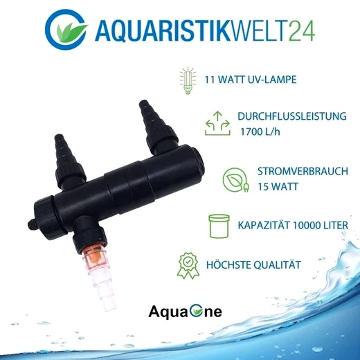Aquaone UVC-Klärer AquaOne Cuv 111 Uvc Wasserklärer 11W Aquarium Teich Algenvernichter