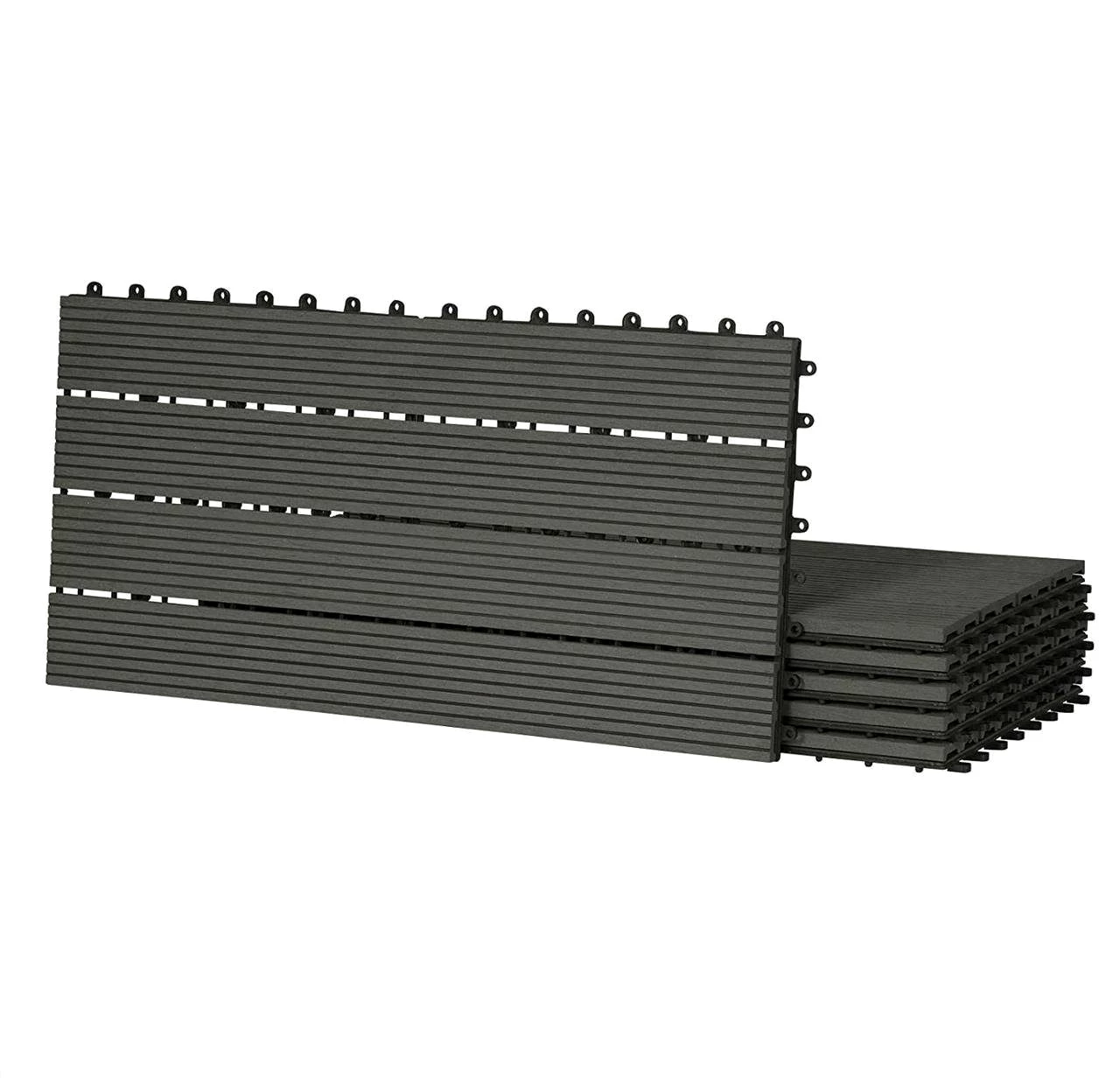 EUGAD WPC-Fliesen, 12 St., Klickfliesen in Holzoptik 30×60 cm für 2m²