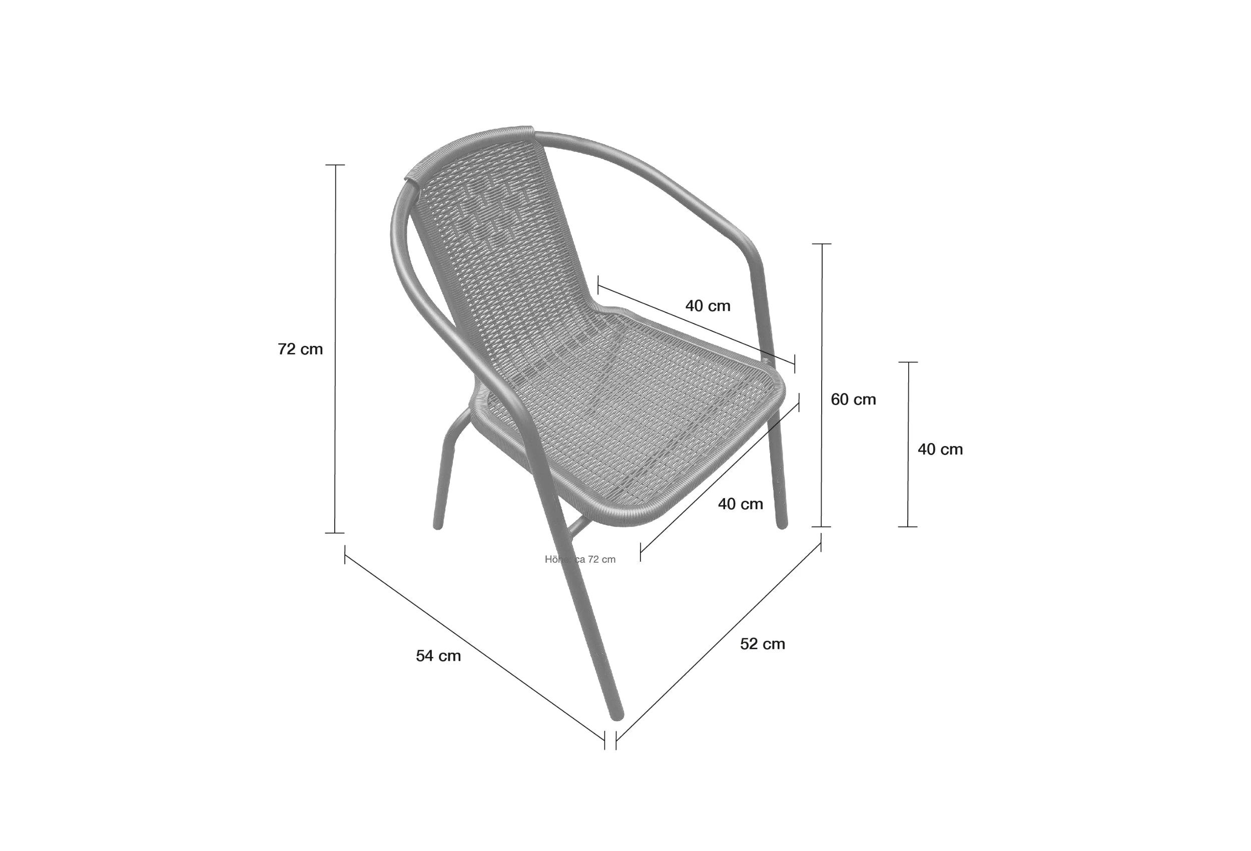 LC Garden Gartenstuhl Garvista Stapelstuhl 54x52x72cm schwarz Gartenstuhl Terassenstuhl