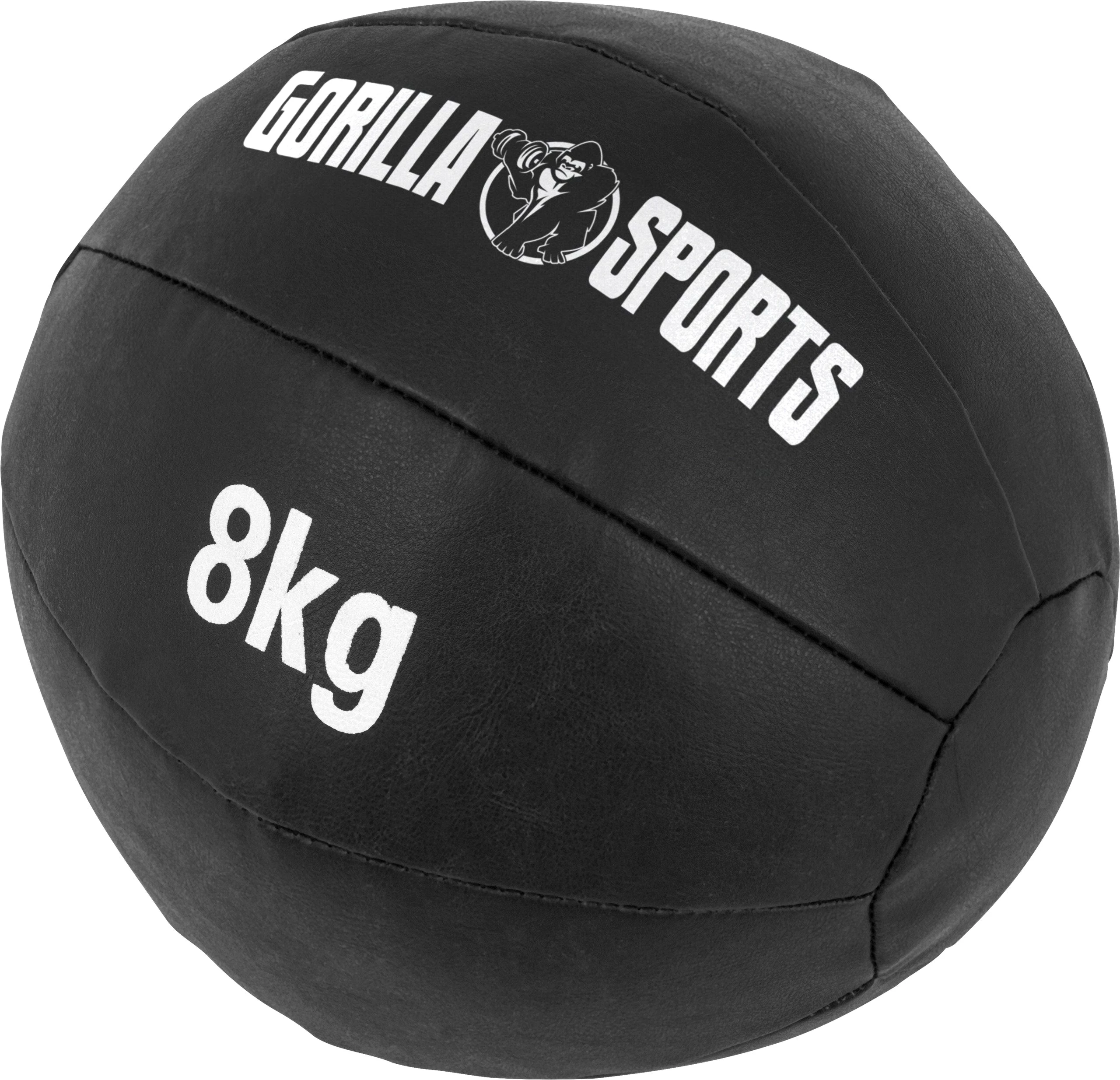 GORILLA SPORTS Medizinball Einzeln/Set, 29cm, aus Leder, Trainingsball, Fitnessball, Gewichtsball