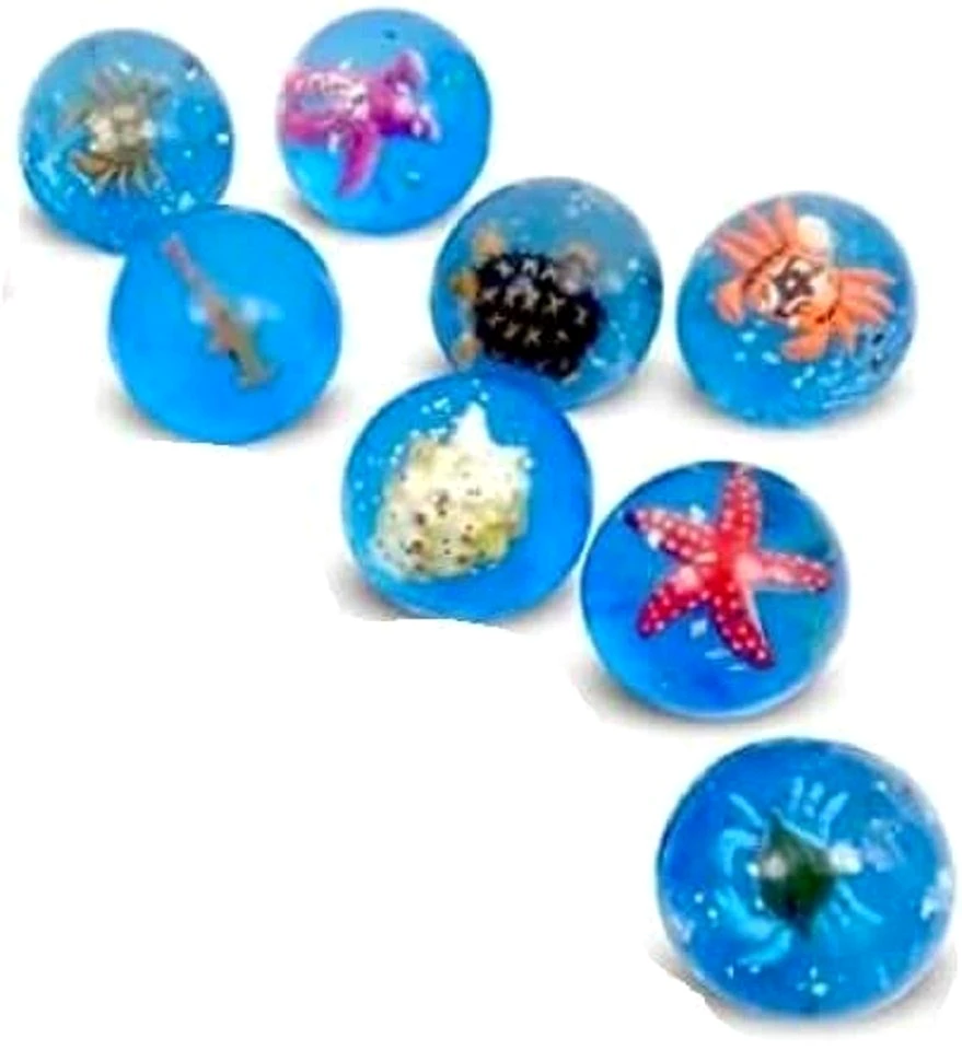 Gollnest & Kiesel Flummi 8 Stück Springbälle - Meerestiere Seetier Flummi ca. 43mm Gummibal