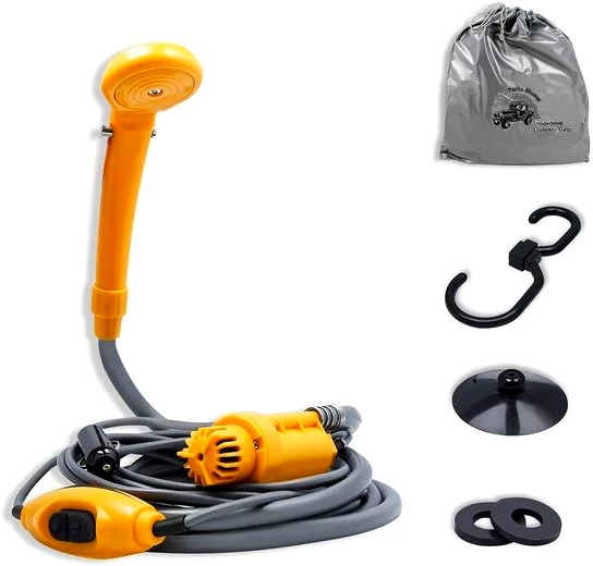 AUFUN Gartendusche Campingdusche 12 V tragbare Dusche mit Tauchpumpe , Gelb