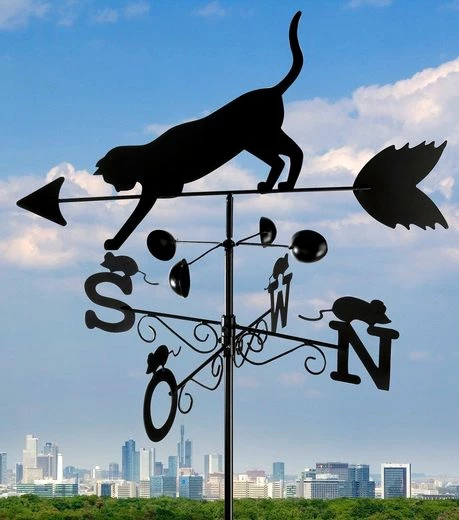 WENKO Wetterfahne Katze, BxLxH: 50x40x170 cm