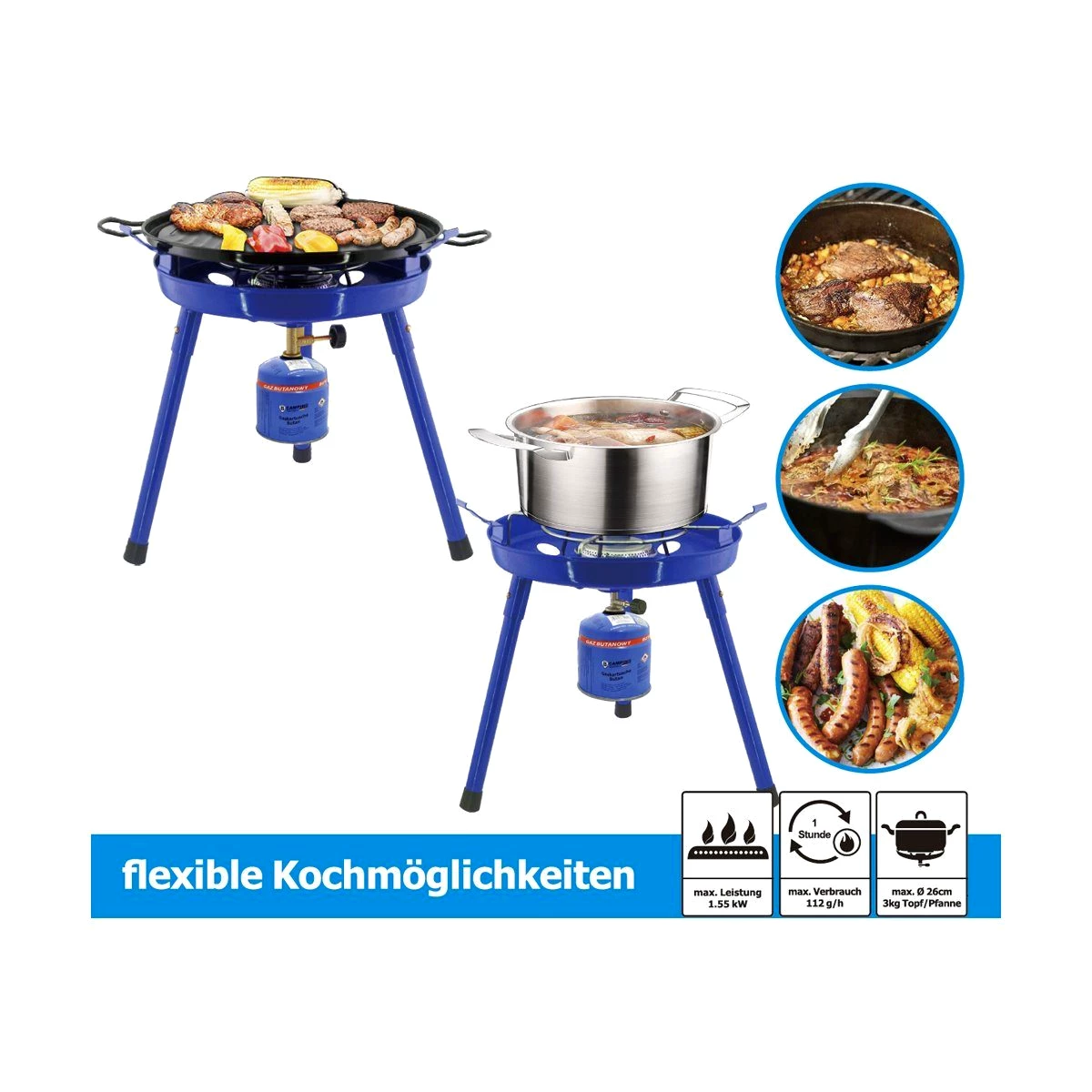bahama Camping-Gasgrill 3 Anschlussmöglichkeiten