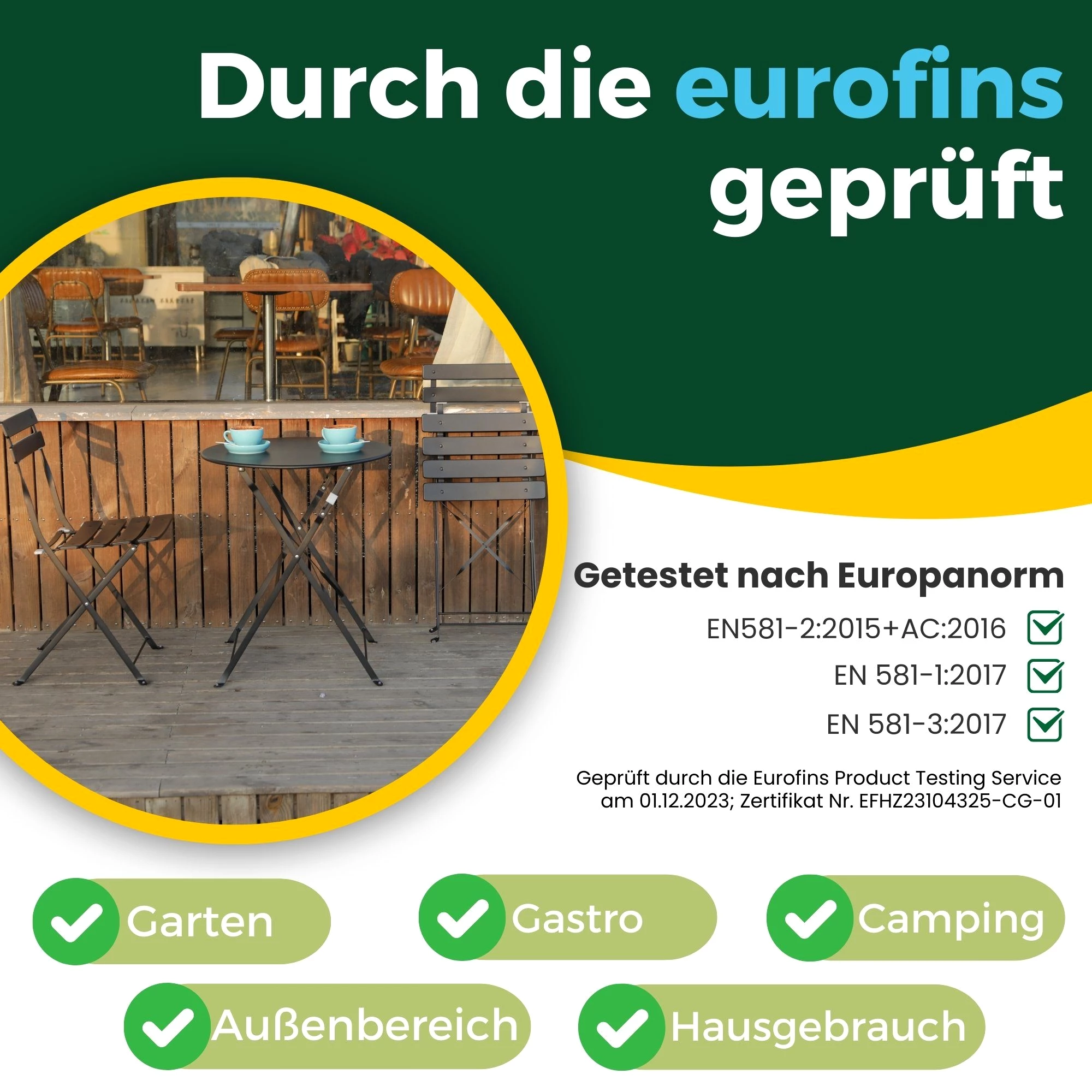 Albatros International Balkonset Albatros Bistroset 3-teilig Schwarz – Bistrotisch mit 2 Stühlen