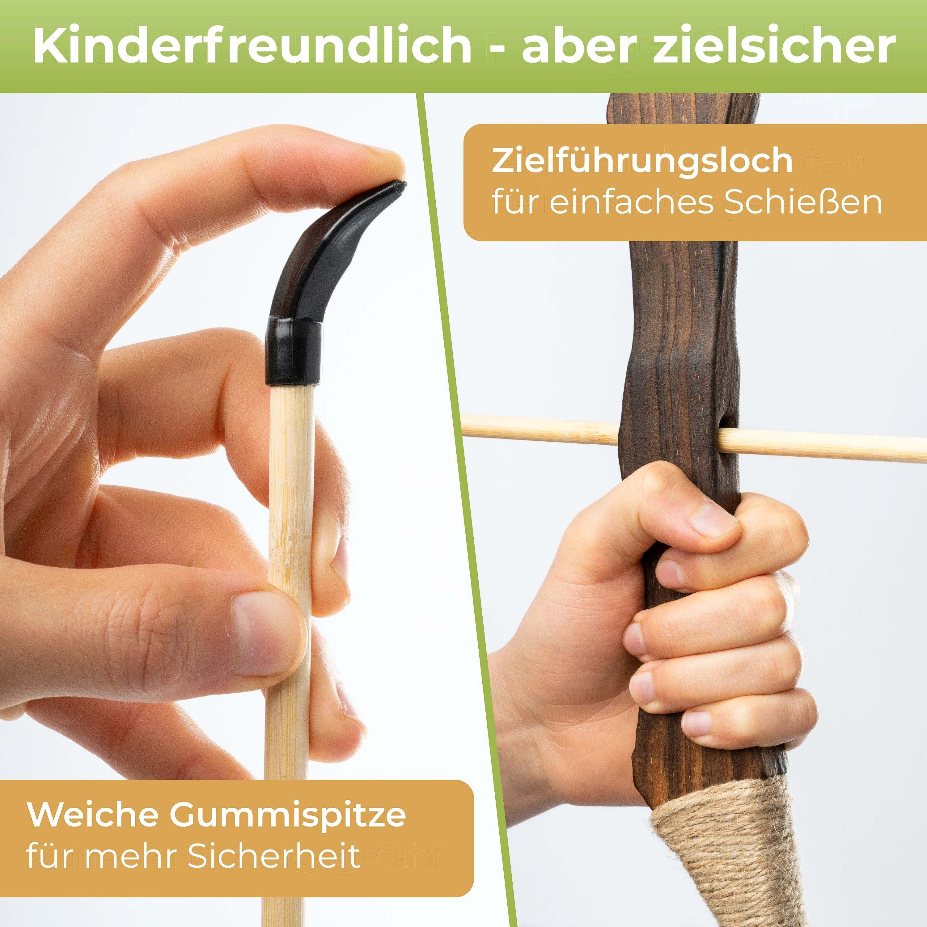 BOWRILLA Kinderbogenset Pfeil und Bogen Kinder Holzbogen Set