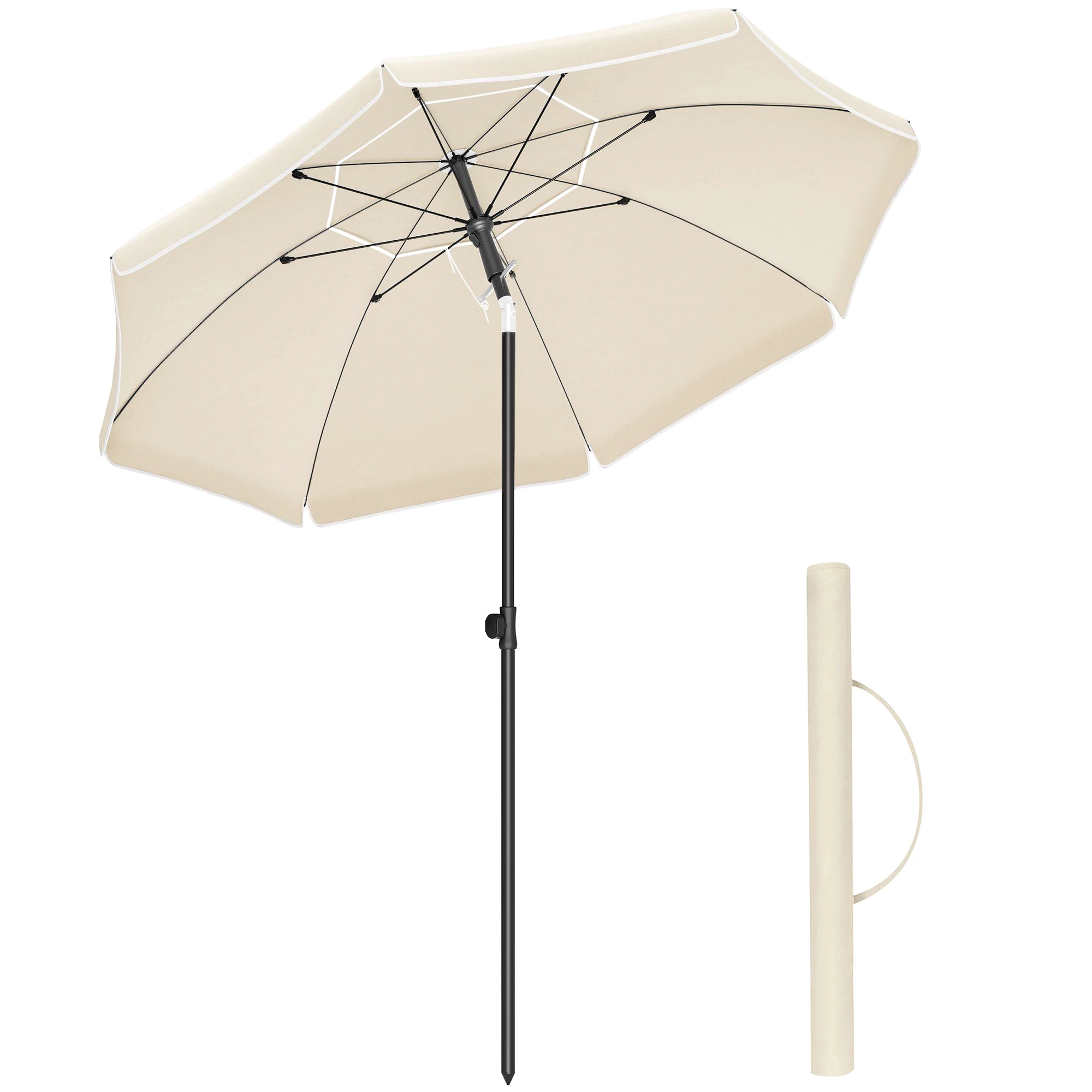 SONGMICS Sonnenschirm, ∅200cm, UPF 50+, mit Tragetasche, ohne Ständer