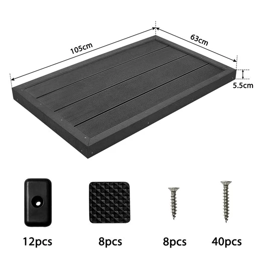 AUFUN Solardusche Bodenelement Bodenplatte WPC Anti Rutsch, für Gartendusche, Anthrazit