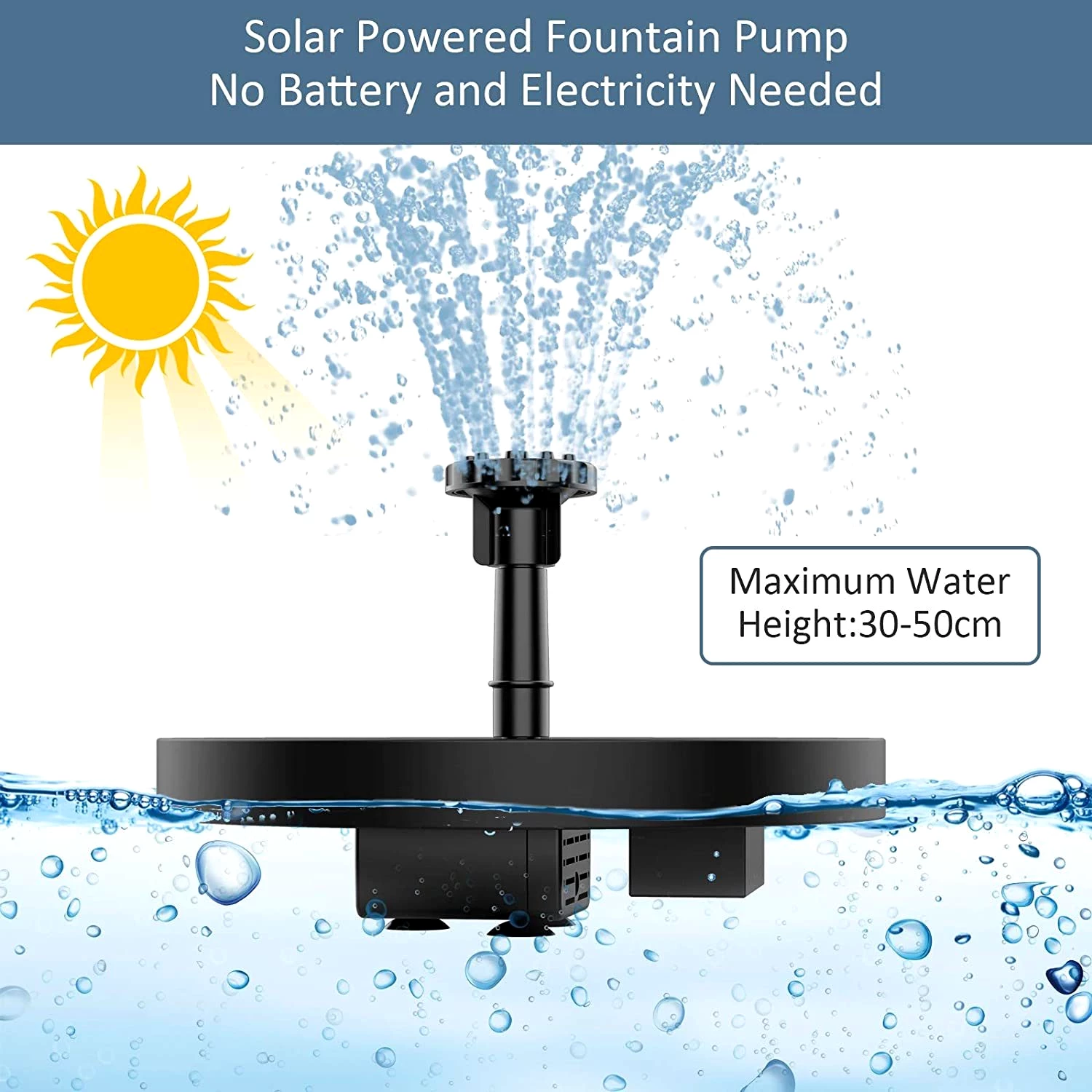 DOPWii Gartenbrunnen Solarbrunnen,1.2W-Solar Springbrunnen,Solar Teichpumpe Außen,6 Nozzle