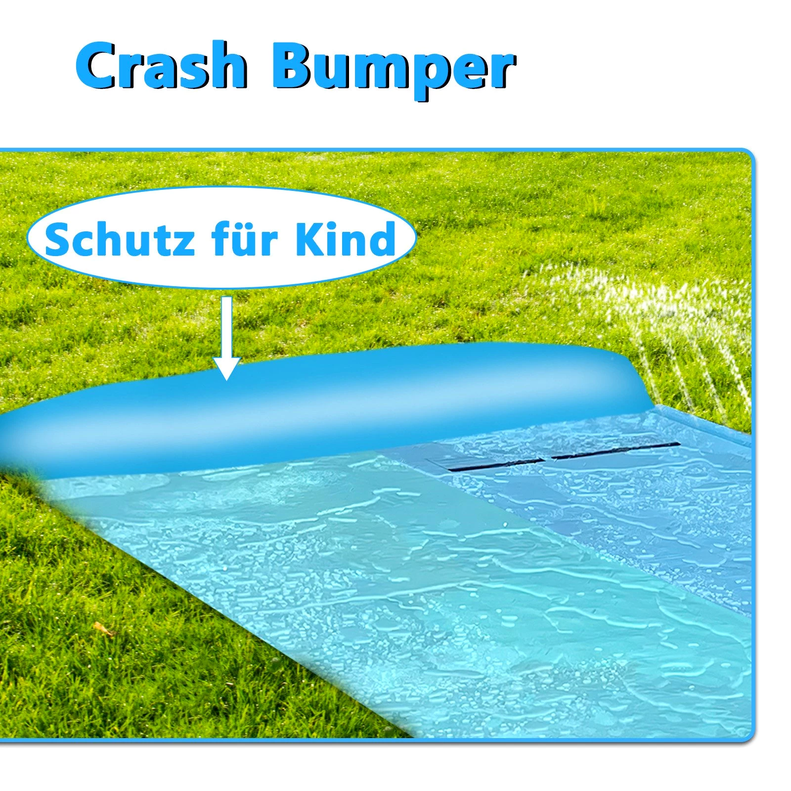 Randaco Wasserrutsche Hai-Stil Wasserspielzeug Garten Wassermatte mit eingebautem Sprinkler