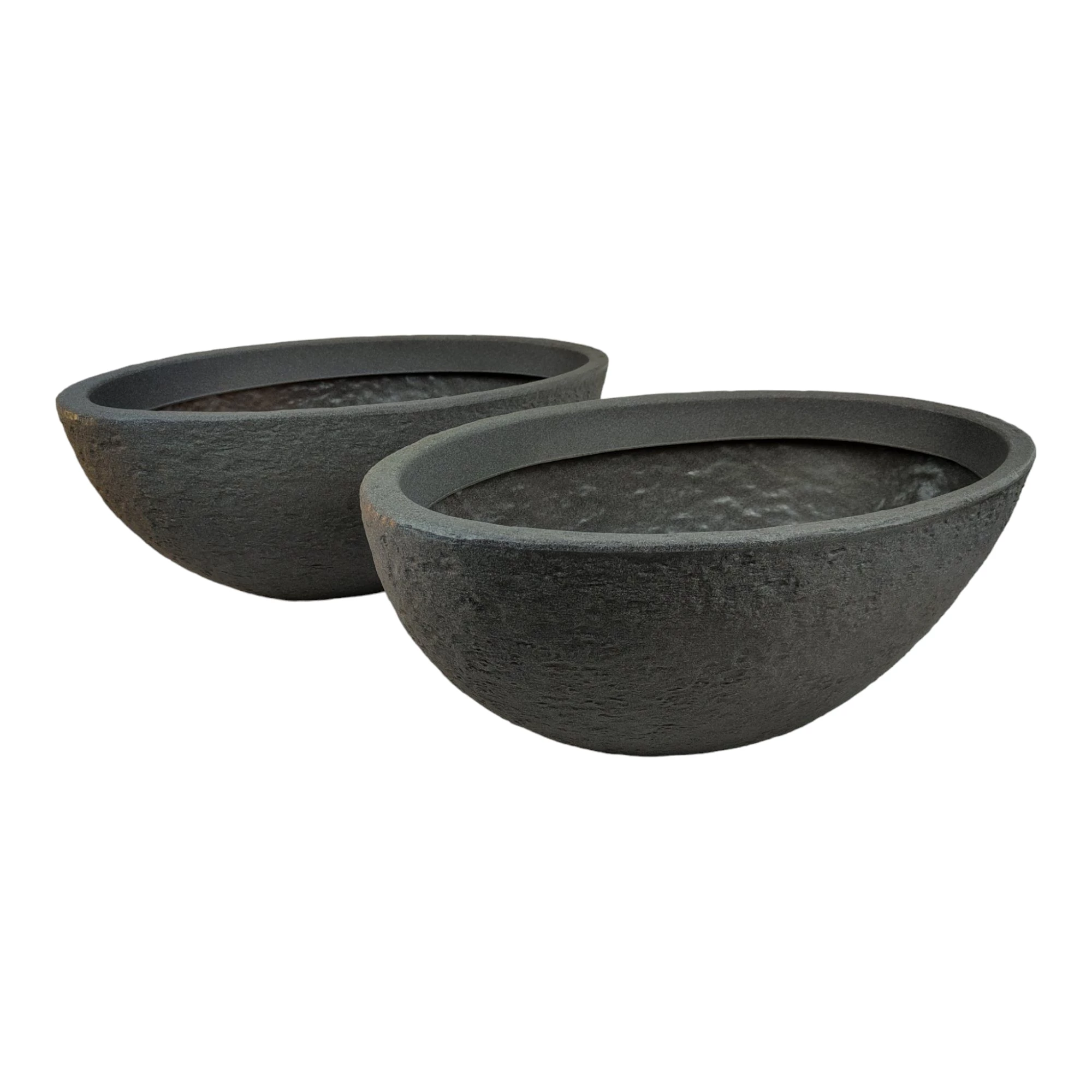 sesua Pflanzschale XXL oval grau Pflanztopf Steinoptik Kunststoff 70x40cm (2 St)