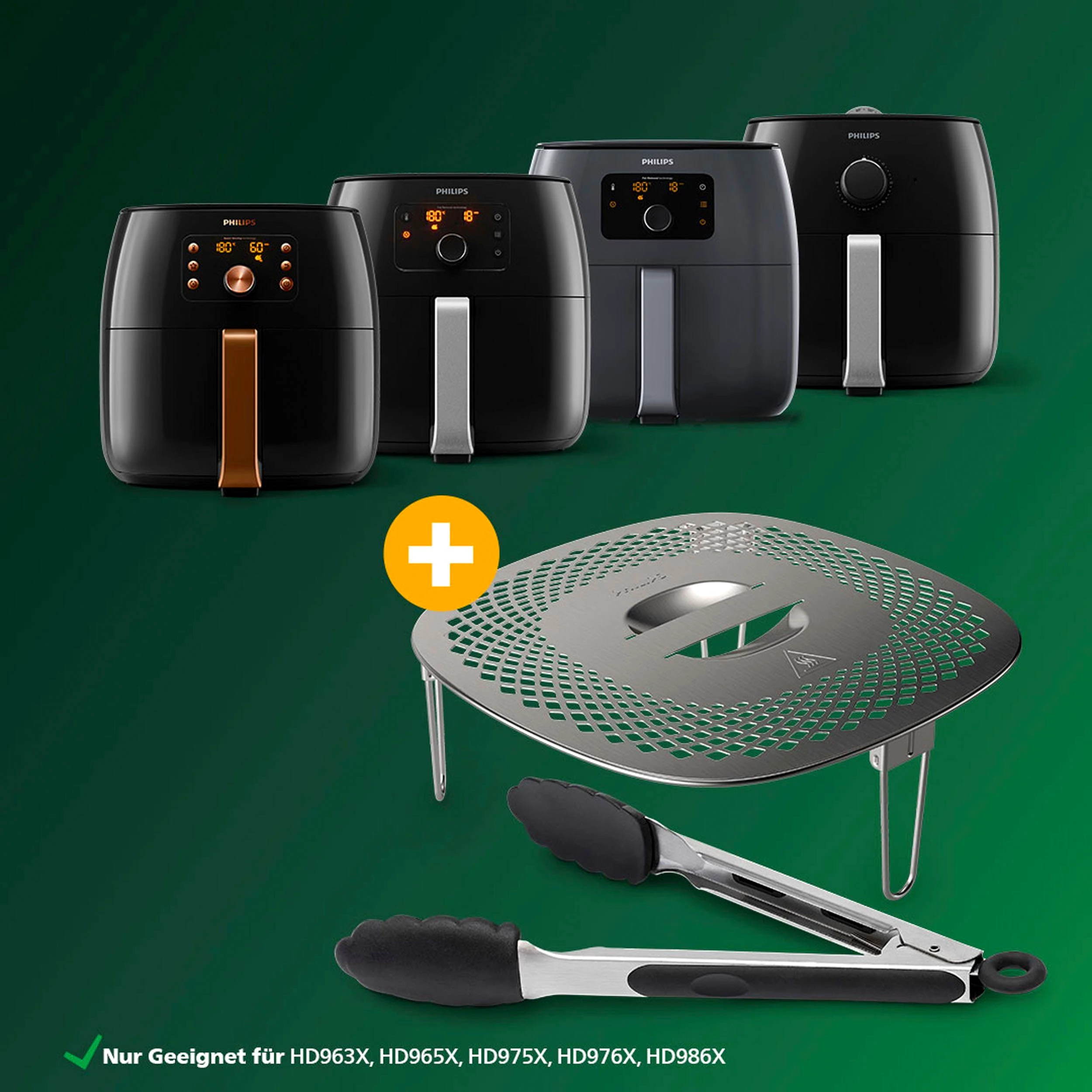 Philips Grillpfanneneinsatz HD9954/01 Snack Profi-Kit, Edelstahl, Silikon
