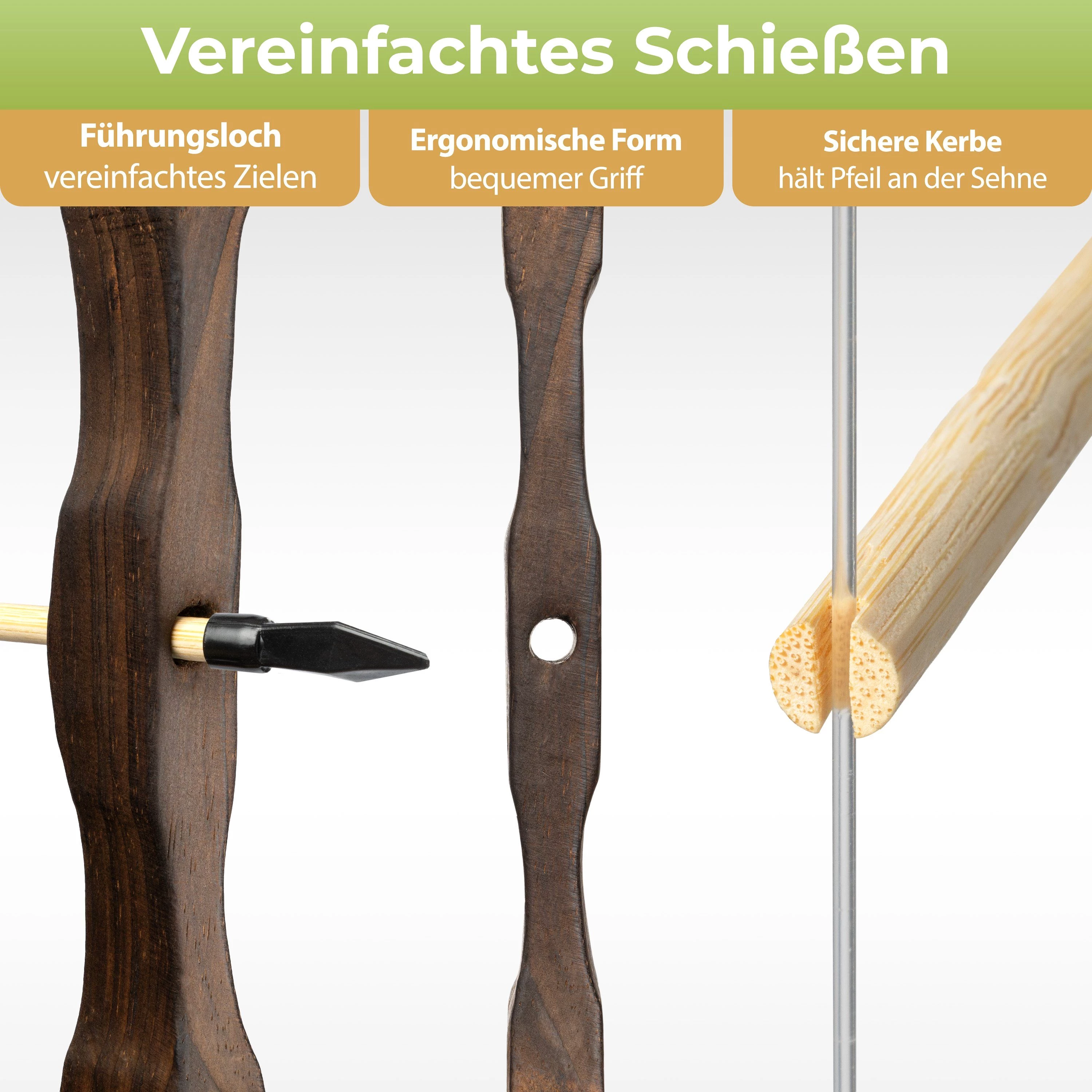 BOWRILLA Kinderbogenset Pfeil und Bogen Kinder Holzbogen Set