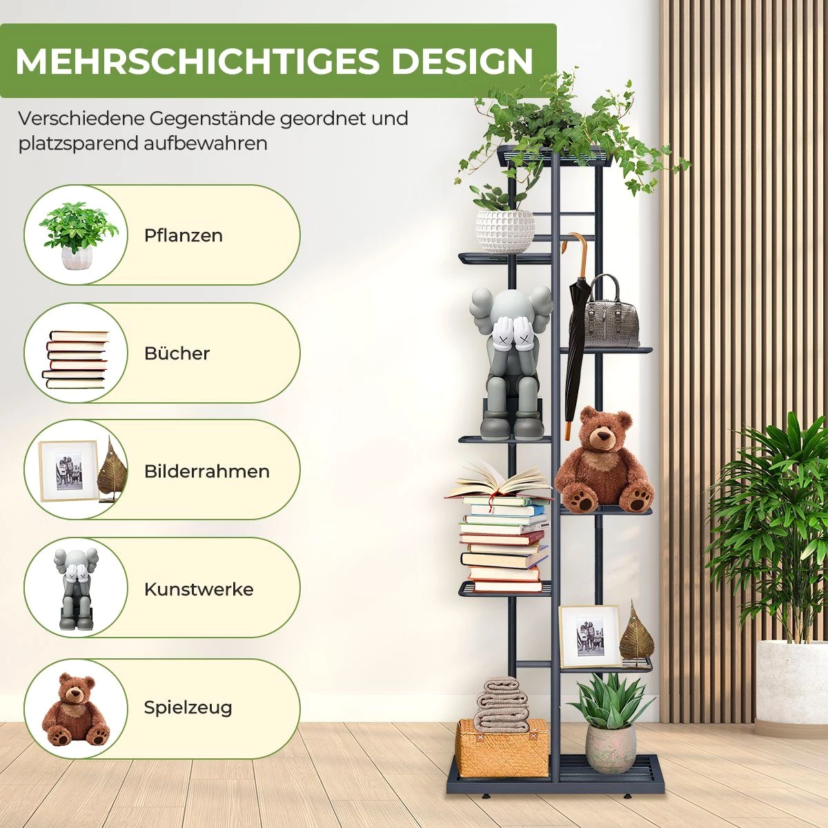 MULISOFT Pflanzentreppe , Home Balkon Dekoration Indoor Outdoor Blumenständer