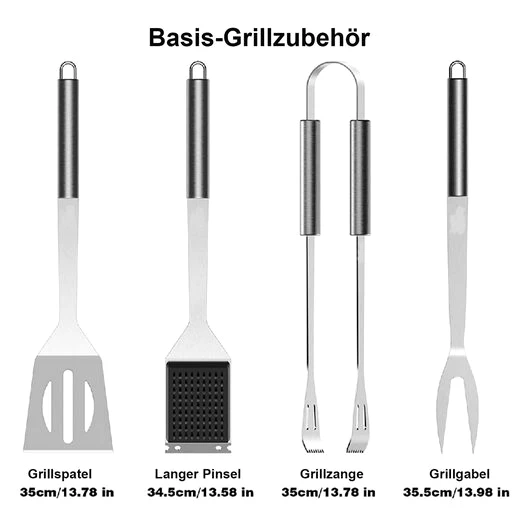 Vicbuy Grillbesteck-Set, (Set, 25 tlg), BBQ Tool Edelstahl Grillkoffer&Matte