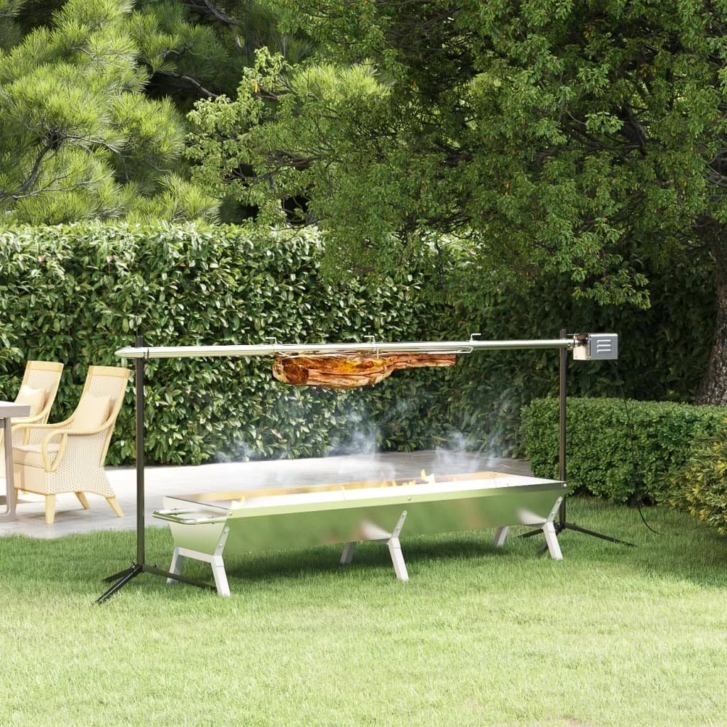 vidaXL Grillkamin Grill Silbern 158x42x31 cm Edelstahl